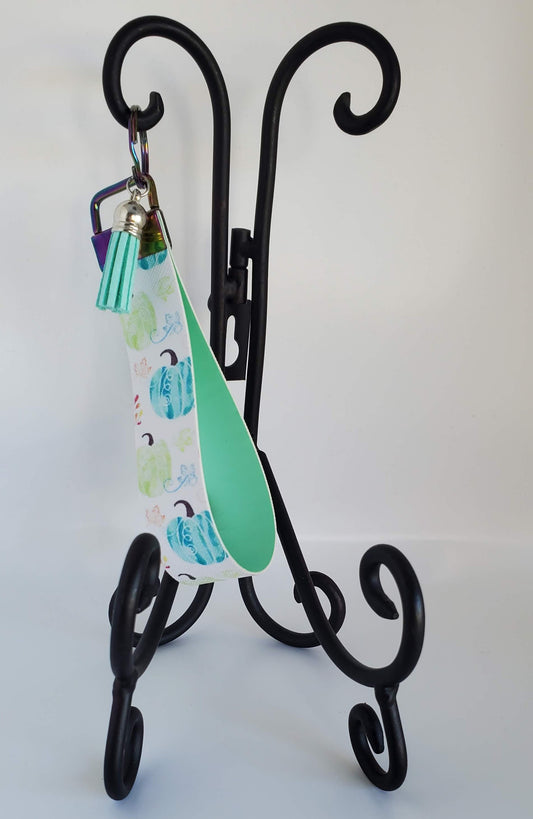 Mixed Colored Pumpkins Wristlet Keychain