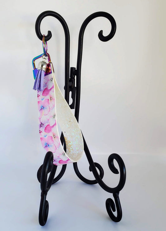 Pink & Purple Glitter Floral Wristlet