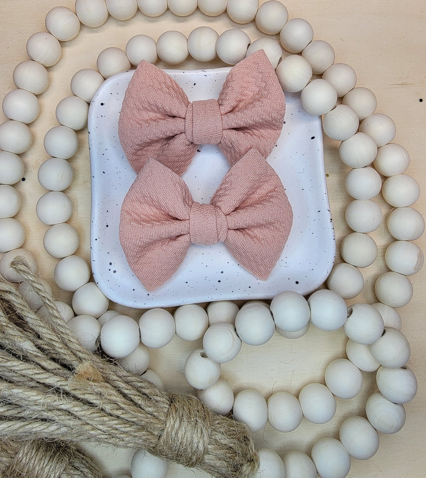 DUSTED ROSE- Bullet Fabric Mini Bow Set