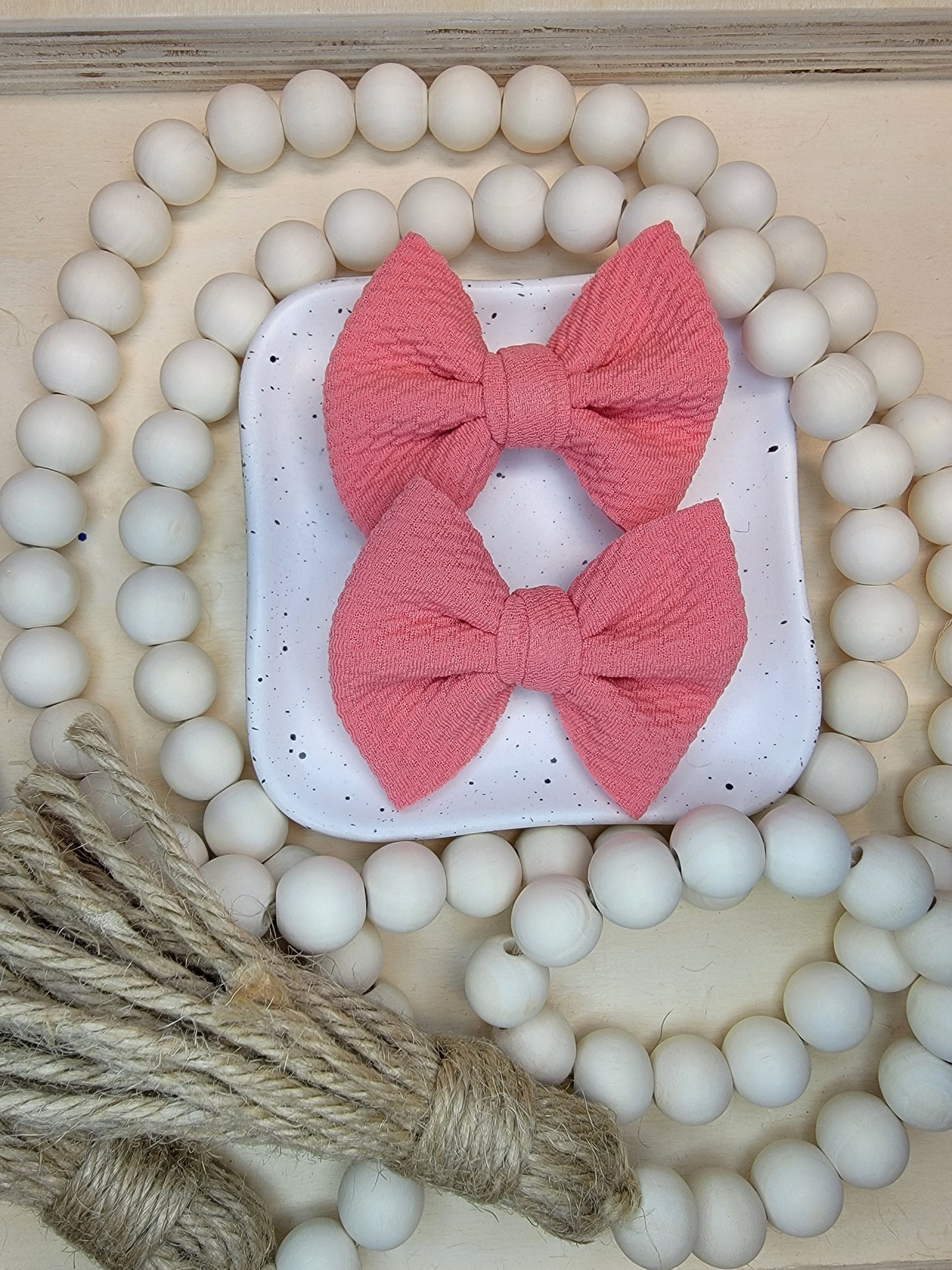 CORAL- Bullet Fabric Mini Bow Set