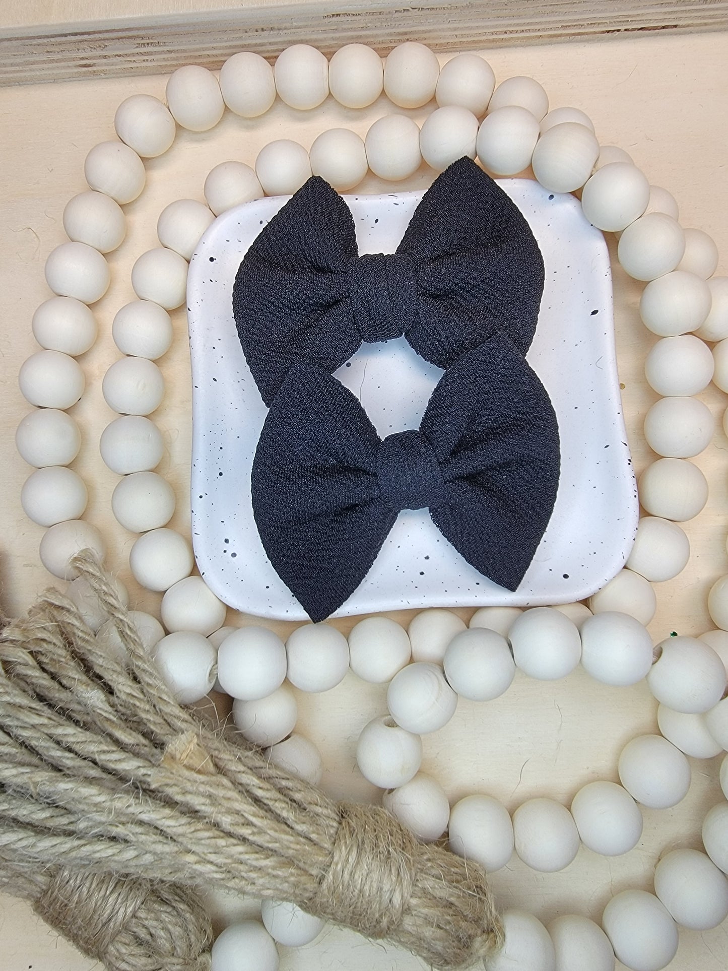BLACKEST-BLACK Bullet Fabric Mini Bow Set