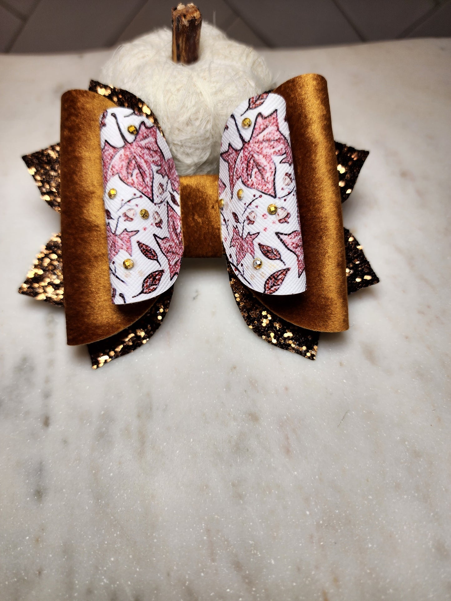 Pink Fall leaves Bow