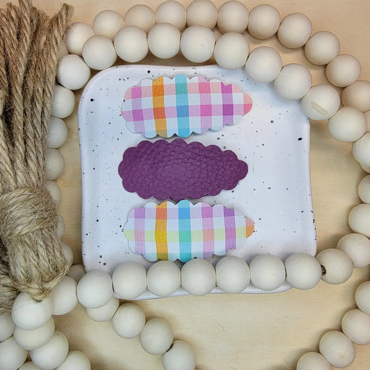 Pastel Plaid Snap Clips