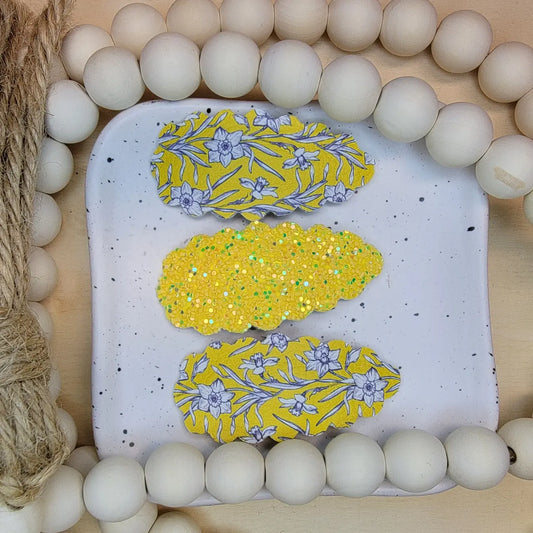 Yellow Floral Snap Clips