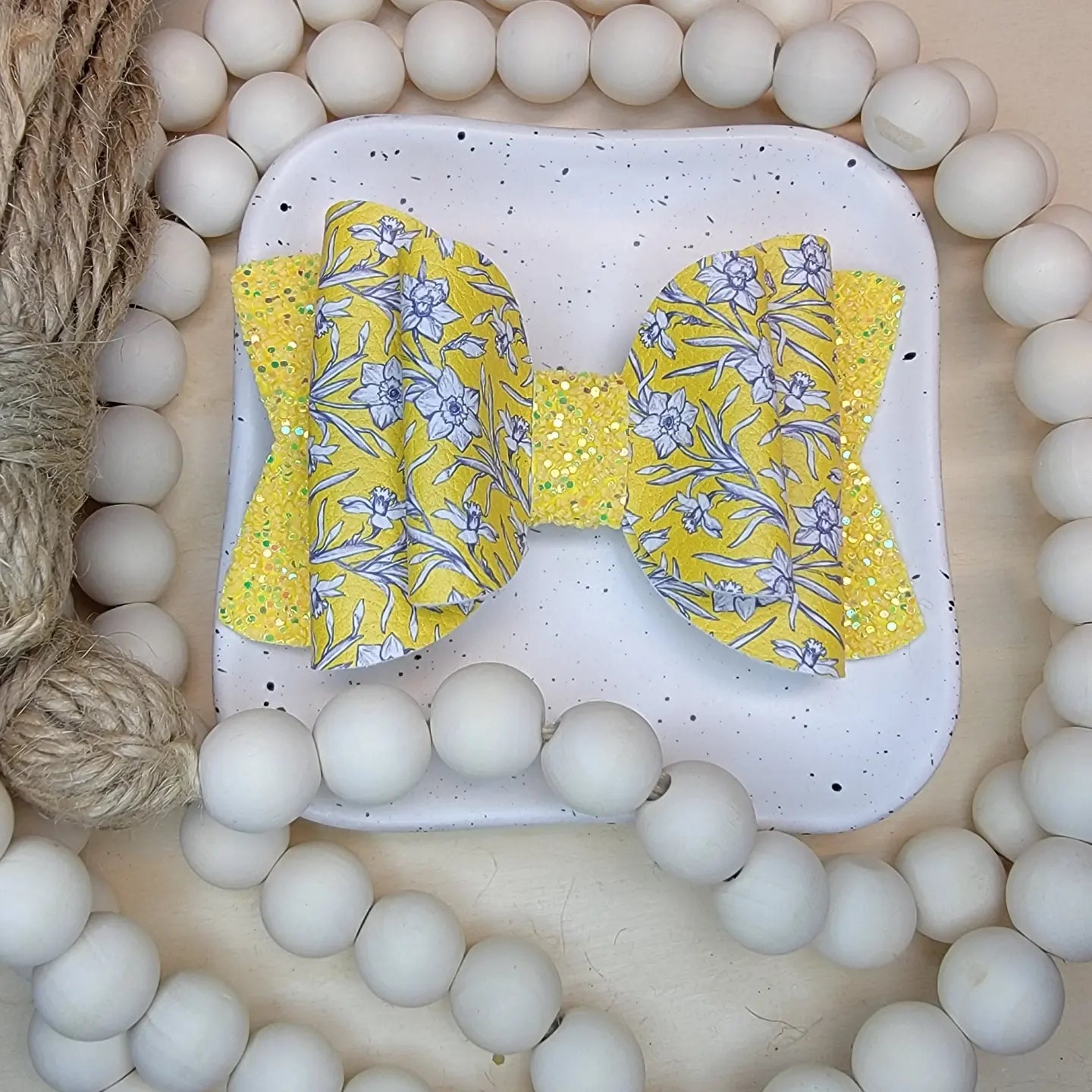 Yellow Floral Bow ( yellow tail