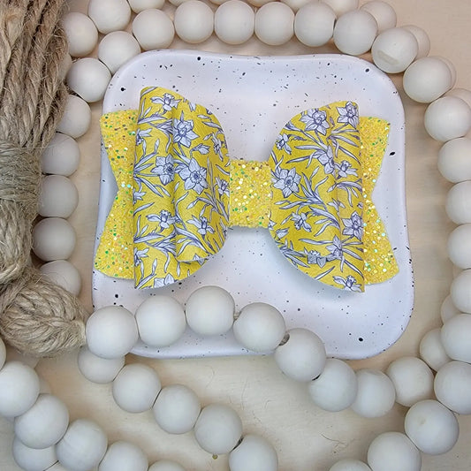 Yellow Floral Bow ( yellow tail