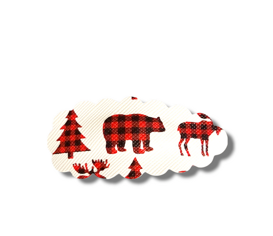 Buffalo Plaid 2.5" Scalloped Snap Clip