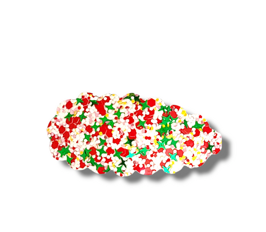Christmas Glitter 2.5" Scalloped Snap Clip