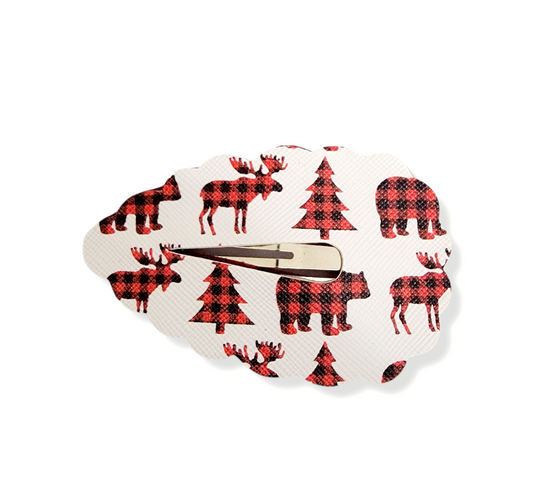 Buffalo Plaid Scalloped 3" Snap Clip
