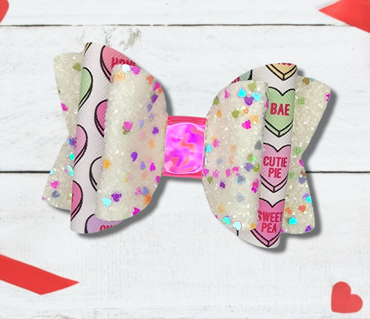 Chloe Glitter Conversation Hearts Bow