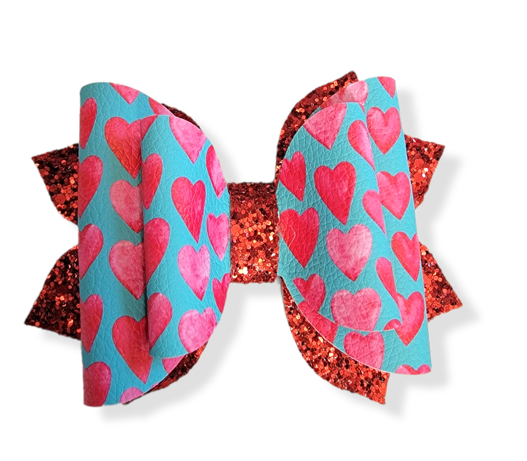 Jasmine Red Glitter Heart Bow