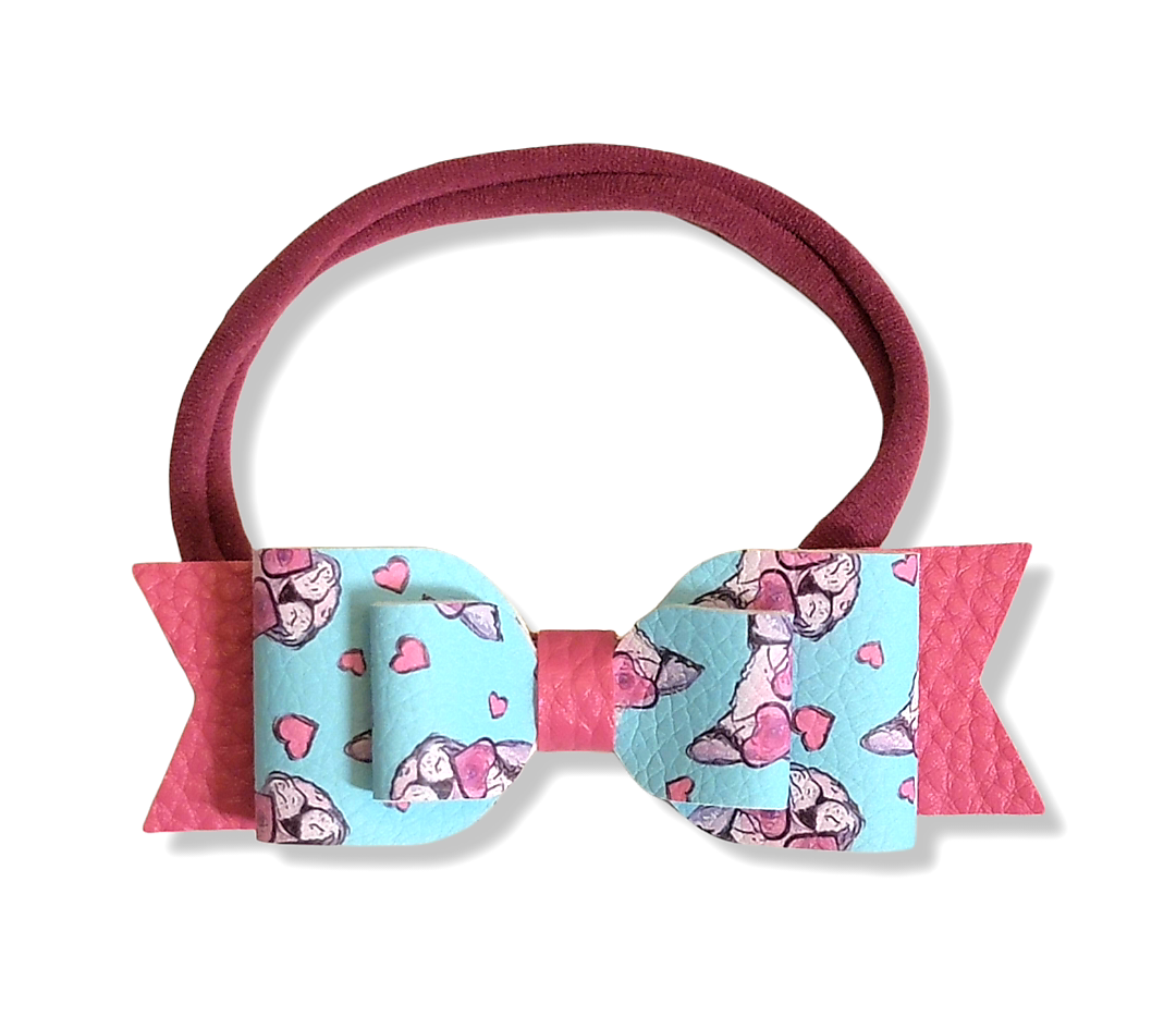 Pink Heart Frenchie Baby Headband