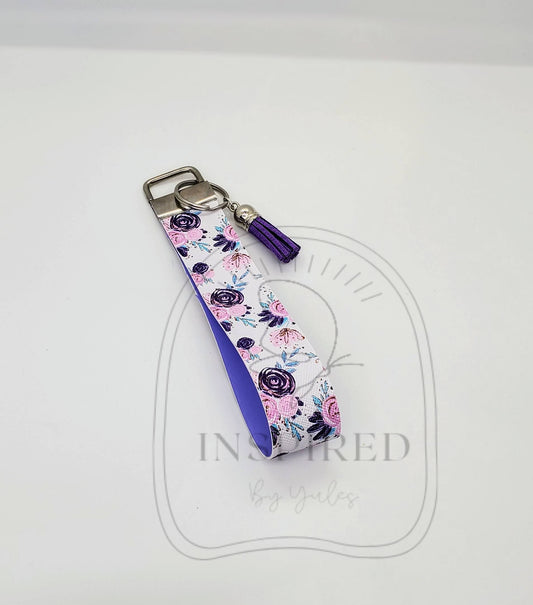 Purple Floral Wristlet
