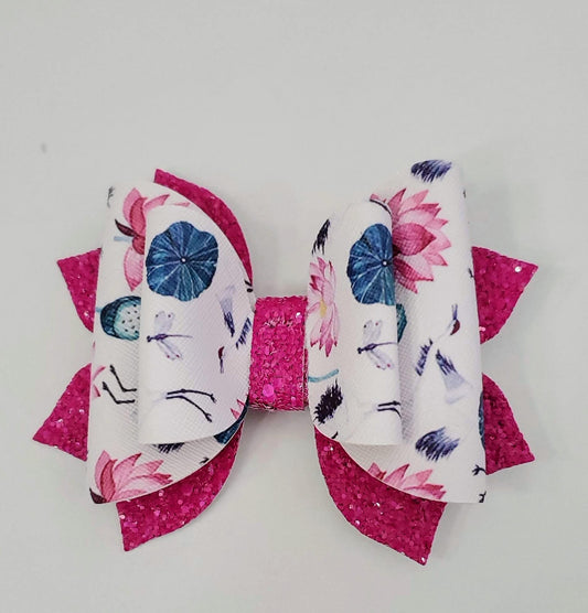 4" Pink Cranes Hair Bow