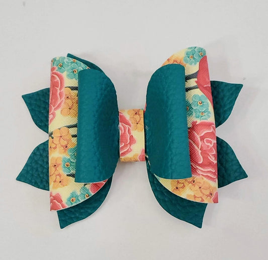 4" Teal Garden Hair Bow