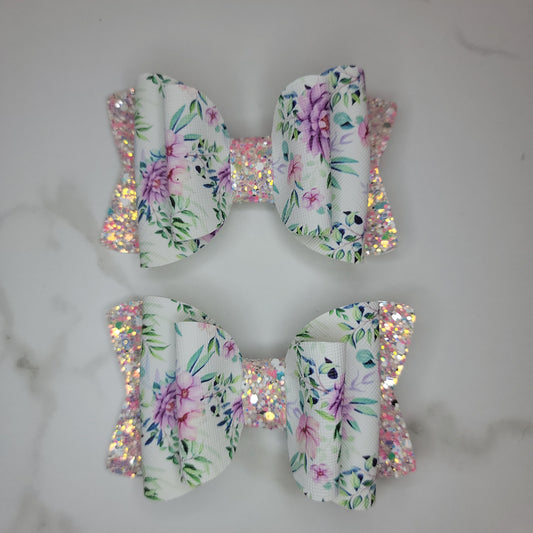 Lilac Floral Bow Set