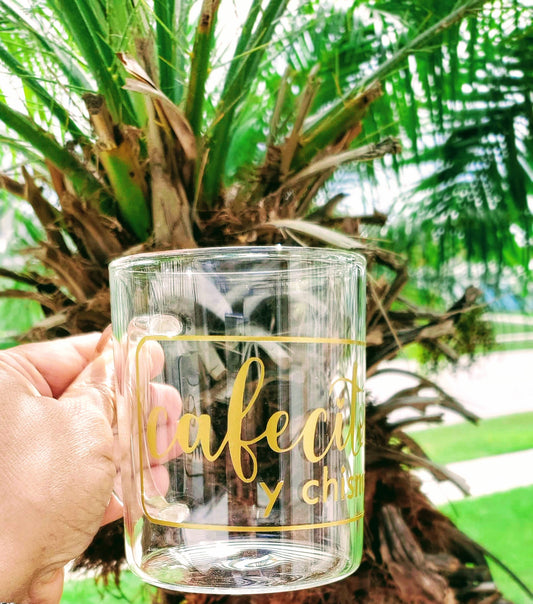 14 Oz Cafecito Y Chisme  Glass Coffee Cup