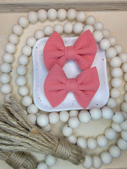 CORAL- Bullet Fabric Mini Bow Set