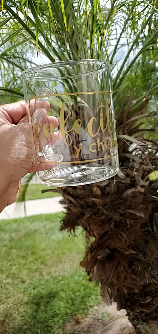 14 Oz Cafecito Y Chisme  Glass Coffee Cup