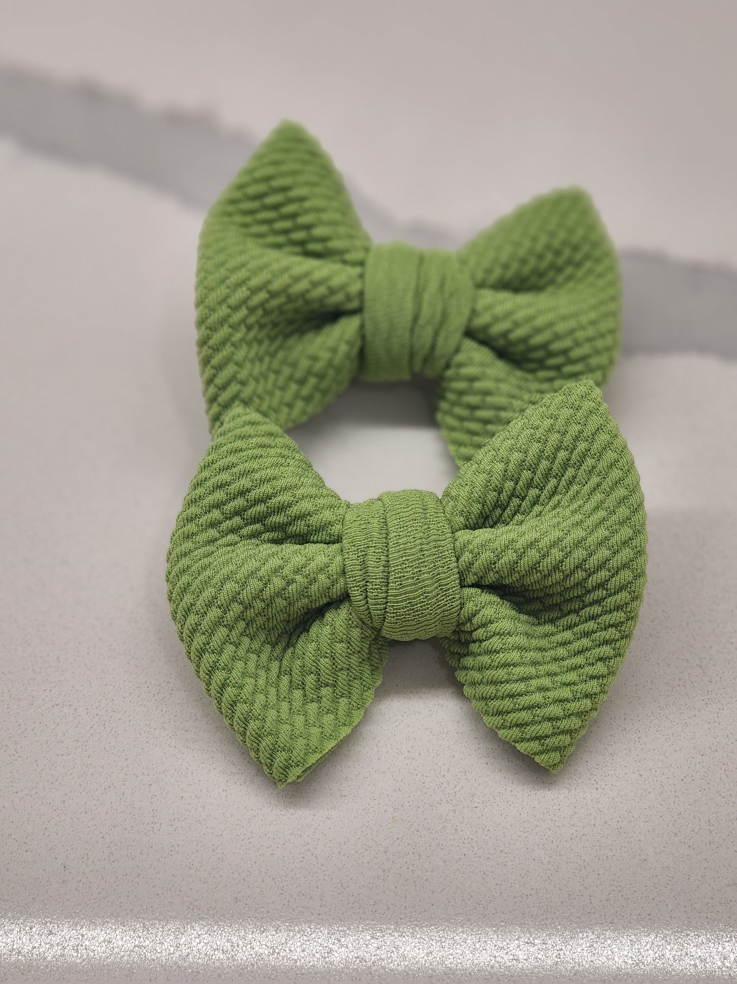 Green- Bullet Fabric Mini Bow Set