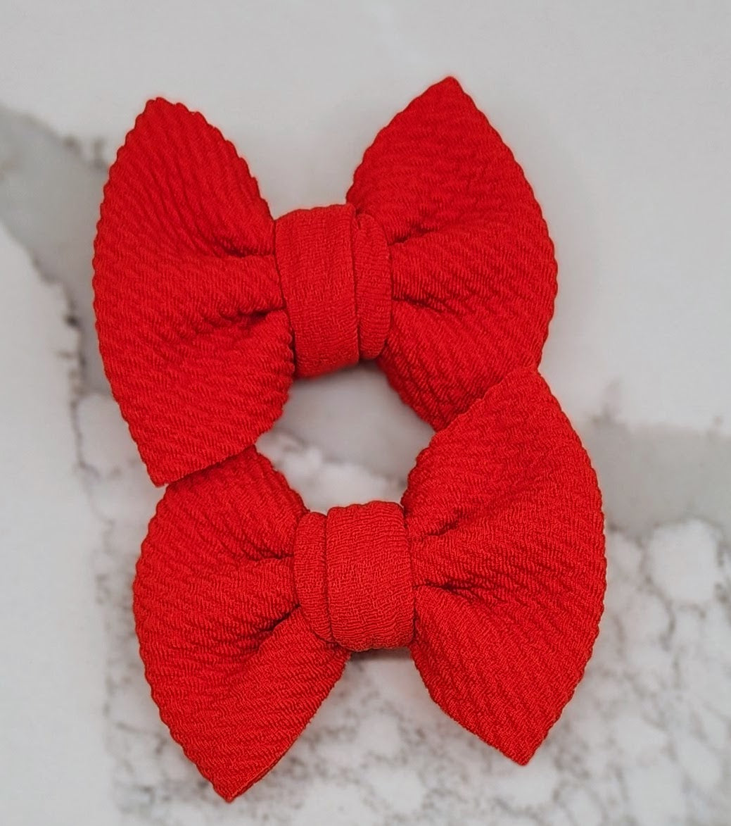 Bright Red- Bullet Fabric Mini Bow Set