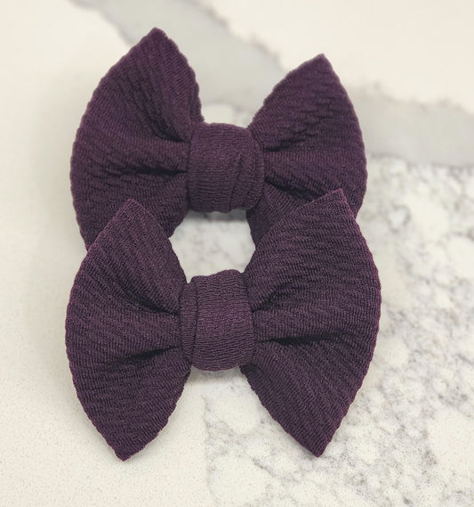 Deep Lilac- Bullet Fabric Mini Bow Set