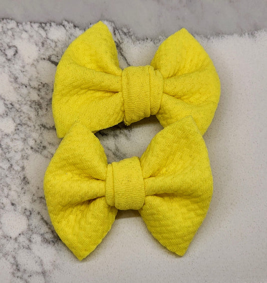 Lemon- Bullet Fabric Mini Bow Set