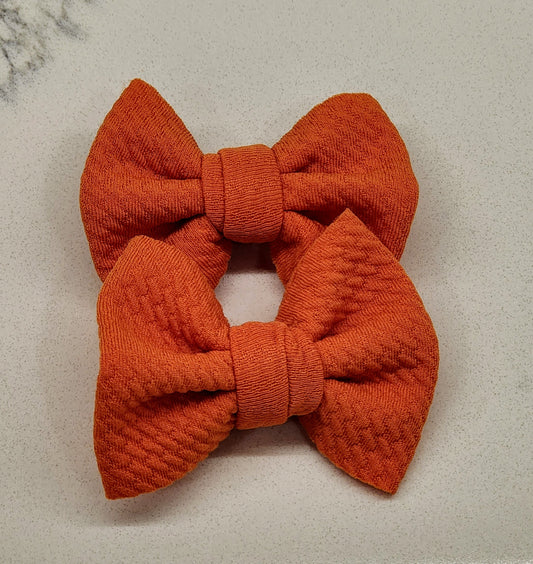 Pumpkin Orange- Bullet Fabric Mini Bow Set