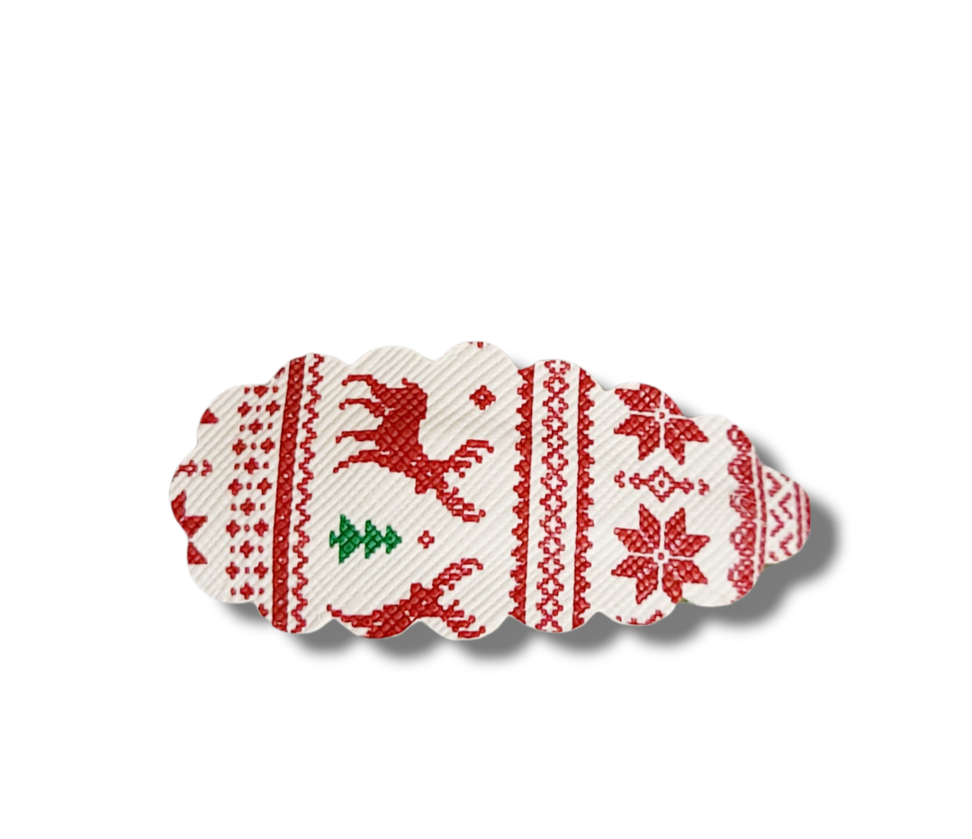 Christmas Sweater 2.5" Scalloped Snap Clip
