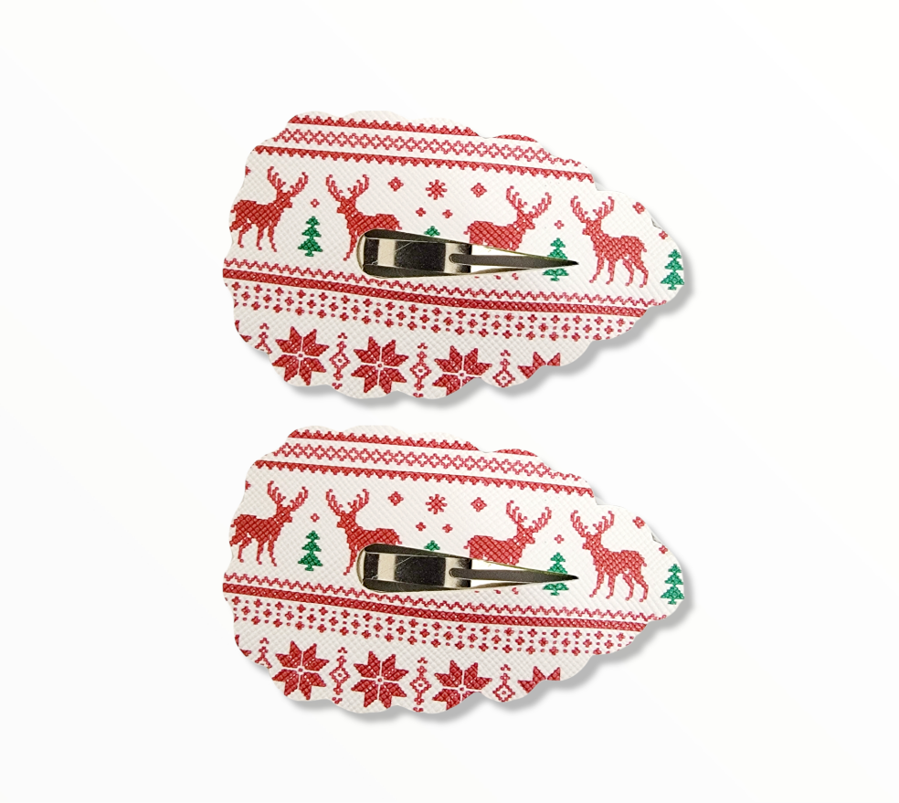 Christmas Sweater 3" Scalloped Snap Clip Set
