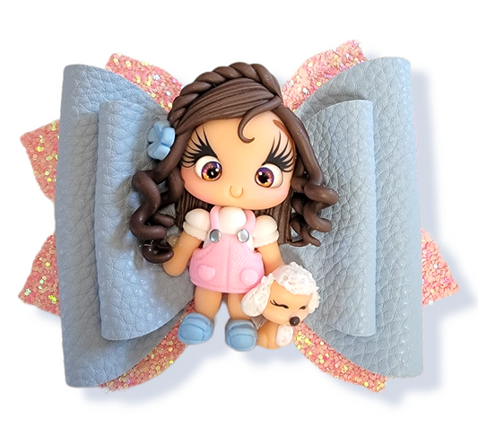 Jasmine Bow with Clay Doll Girl-Poodle