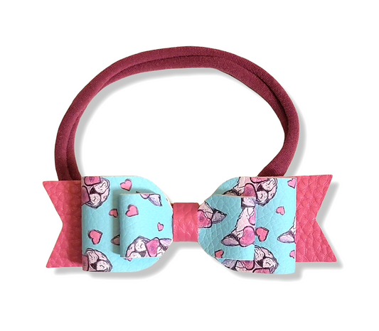 Pink Heart Frenchie Baby Headband