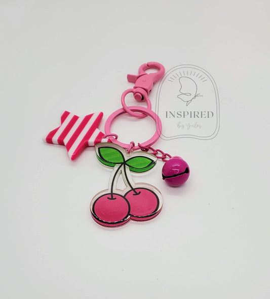 PINK CHERRY LOVE KEYCHAIN