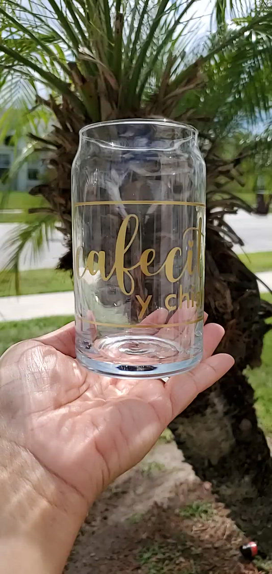 16 Oz Cafecito Y Chisme Can Glass Drinkware