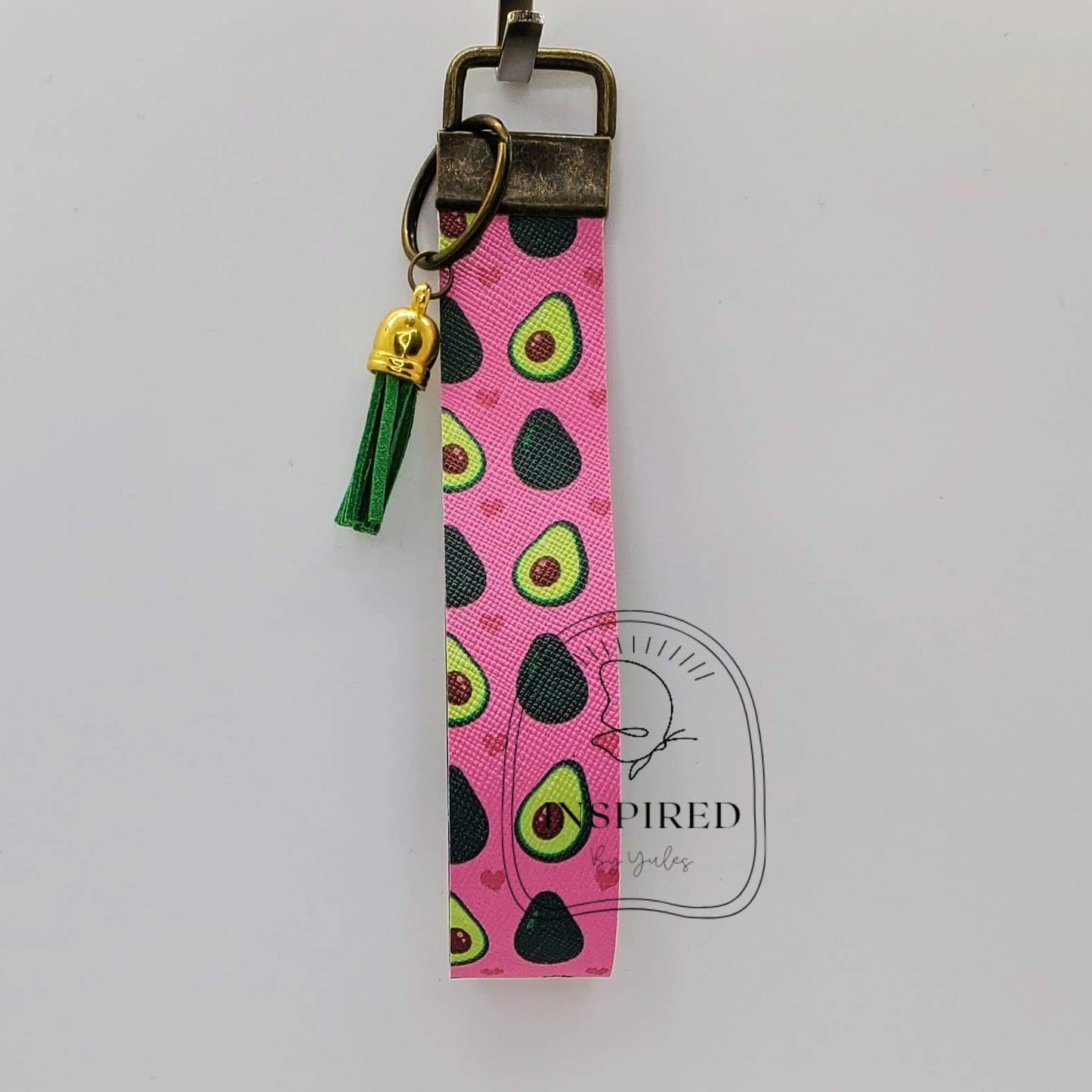 PINK AVOCADOS VEGAN LEATHER WRISTLET KEY FOB