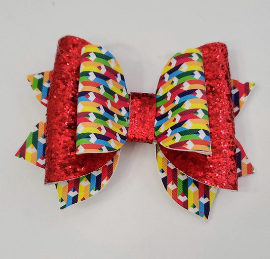 4" Coloring Pencils Hair Bow