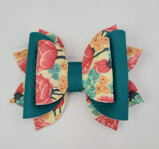4" Teal Garden Hair Bow