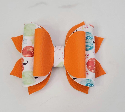 Mixed Colored Pumpkins 4" Hair Bow